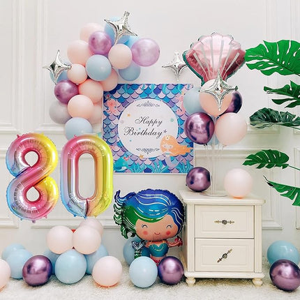 Smlpuame 40 Inch Number Balloons 0-9 Rainbow Gradient Large Number 80 Balloons, Digital Balloons for Birthday Party Celebration Decorations, Helium Foil Number Balloons for Wedding Anniversary