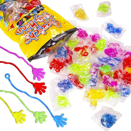 75 Pcs Bulk Sticky Hands for Kids - Slappy Slap Little Small Hands Sticky Toy - Goodie Bags Stuffers Party Favors for Birthday, Treasure Box, Hand Game 4-8, 8-12 - Easter Basket Fillers