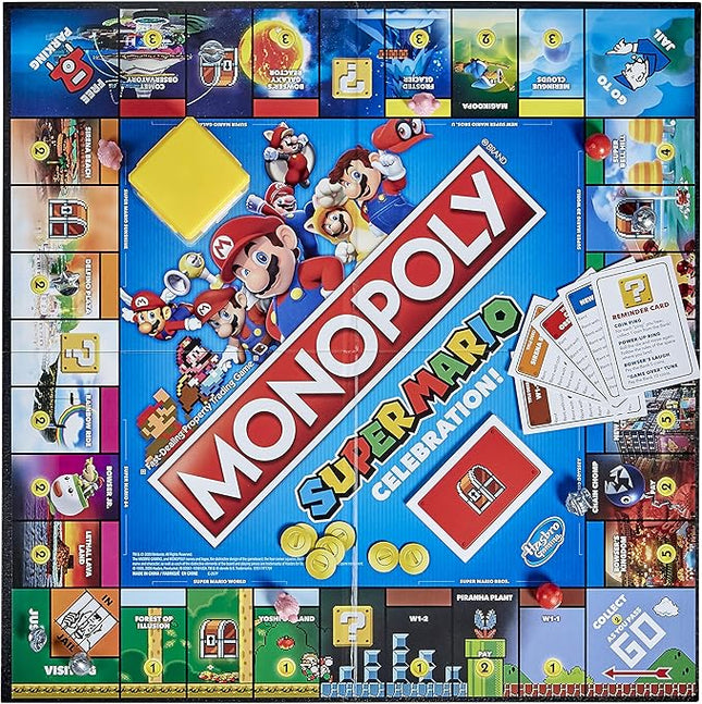 Monopoly Super Mario Celebration Edition Board Game for Super Mario Fans for 4 Players Ages 8 and Up, with Video Game Sound Effects