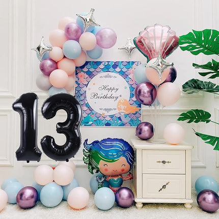 Smlpuame 40 inch Number Balloon 0-9 Black Large Number 13 Balloons,Digital Balloons for Birthday Party Celebration Decorations Supplies, Helium Foil Number Balloons for Wedding Anniversary