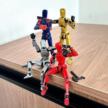 (Assembly Completed) 4 Packs T13 Action Figure, Dummy 13 3D Printed ActionFigure Toy Gifts for Kids, Robot 13 Action Figure Full Body Mechanical Doll Christmas Birthday Gift for Boys Girls