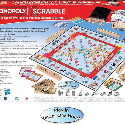 Monopoly Scrabble Game, Play in Under ONE Hour, Score Your Scrabble Word - Move Your Token, by Winning Moves Games USA, Mash-Up of 2 of The World's Greatest Games, 2 to 4 Players Ages 8+ (1250)