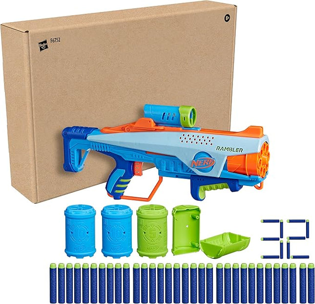 Nerf Elite Junior Rookie Pack, Easy Play Blaster, 32 Nerf Elite Darts, 4 Targets
