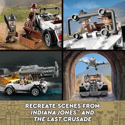 LEGO Indiana Jones and the Last Crusade Fighter Plane Chase 77012 Building Set, Featuring a Buildable Car Airplane Toy, 3 Minifigures Including Jones, Birthday Gift for Kids 8-12 Years Old