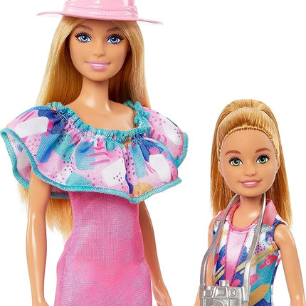 Barbie & Stacie Doll Set with 2 Pet Dogs & Accessories, Dolls with Blonde Hair & Blue Eyes, Summer Clothes