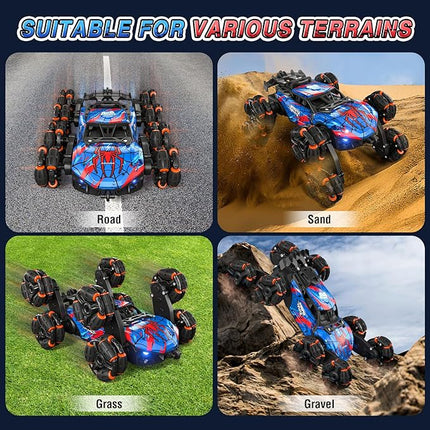 Sunrad 8WD Gesture Sensing RC Stunt Car with Spray & Light & Music for Kids Age 6-8-13, Spider Hand Remote Control Car 2.4Ghz Double-Sided Climbing Drift RC Car Toys Birthday Gift for Boys