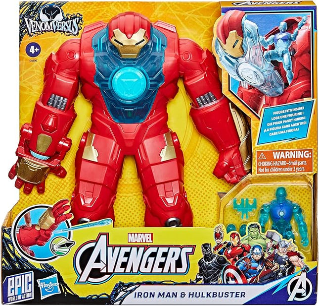 Marvel Avengers VenomVersus Epic World of Action Iron Man & Hulkbuster Armor Figure Set with Accessories, 4-Inch (10 cm) Super Hero Toys, Kids Ages 4+