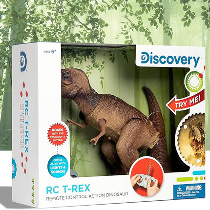 Discovery™ Remote Control T-Rex Dinosaur – Realistic Jurassic RC Action Figure with Walking Legs, Roaring Sounds, Chomping Mouth| Dinosaur Toys for Kids| Boys Toys RC Car Gift| Fun Dino for Ages 6+