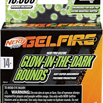 Nerf Pro Gelfire Rounds, 10,000 Glow in The Dark Gelfire Rounds, for Nerf Pro Gelfire Blasters, Outdoor Games, Ages 14 & Up