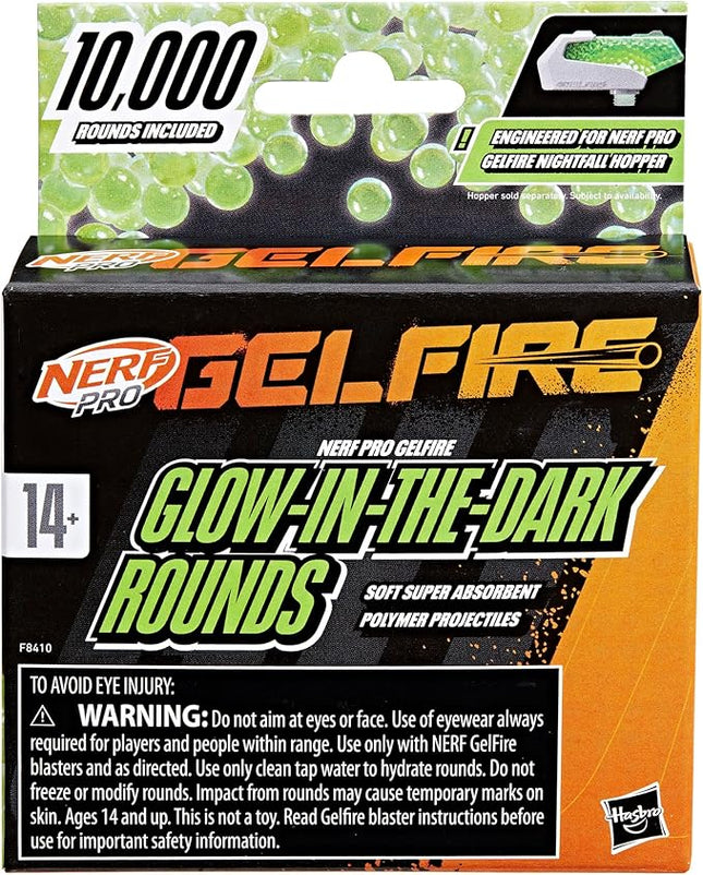 Nerf Pro Gelfire Rounds, 10,000 Glow in The Dark Gelfire Rounds, for Nerf Pro Gelfire Blasters, Outdoor Games, Ages 14 & Up