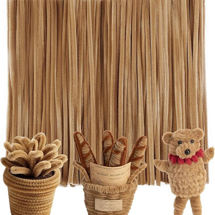 Caydo 200 Pieces Light Brown Pipe Cleaners,Thick Fluffy Chenille Stems, Pipe Cleaner Crafts for Arts & Crafts, Perfect for Making Animals, Flowers, and Festive Decorations