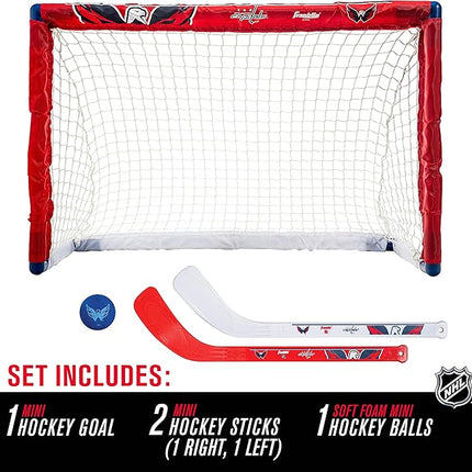 Franklin Sports NHL Mini Hockey Set - Kids Indoor Knee Hockey Goal, Ball, + 2 Stick Combo - Youth Team Indoor Toy Set - Official - Ages 3+