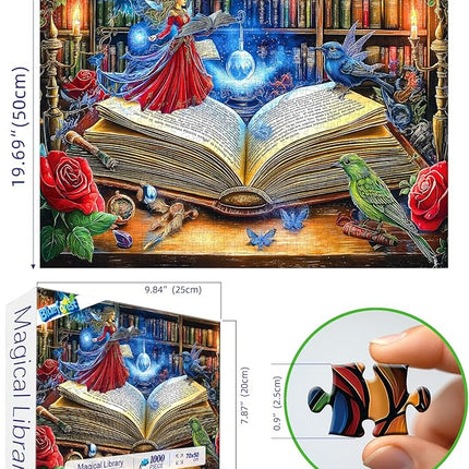 Blueforest 1000 Piece Jigsaw Puzzle for Adults, Magical Book Art Puzzle, Challenging Fun Unique Adult Puzzles for Relaxation & Wall Decor 27.5x19.7 Inch