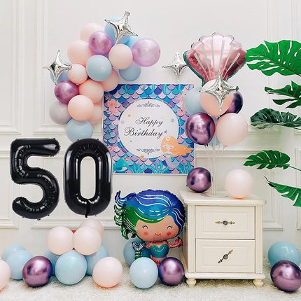 Smlpuame 40 inch Number Balloon 0-9 Black Large Number 50 Balloons,Digital Balloons for Birthday Party Celebration Decorations Supplies, Helium Foil Number Balloons for Wedding Anniversary