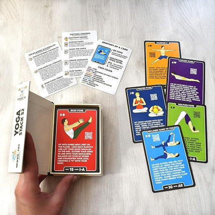Stack 52 Yoga Exercise Cards: Designed by Certified Yoga Instructor. Video Instructions Included. Beginner to Advanced Poses and Asana Workout Games. Improve Fitness and Flexibility. (Base Deck)