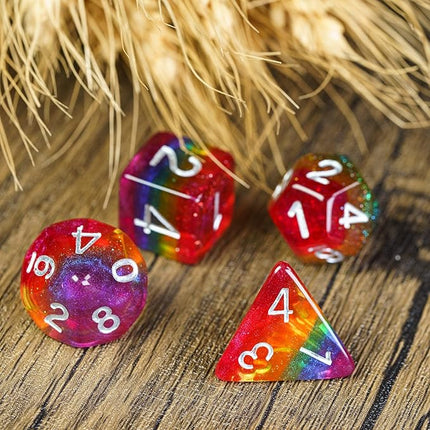 HDdais 7PCS Rainbow-Pride Polyhedral Dice Set, Homosexual Flag D&D Dice for Dungeons and Dragons, DND Dice for RPG and Other Table Games