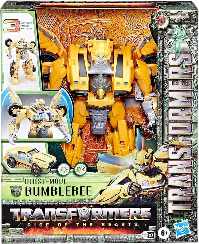 Transformers Toys Rise of The Beasts Movie, Beast-Mode Bumblebee Converting Toy with Lights and Sounds, Ages 6 and up, 10-inch