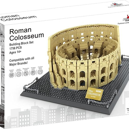 Apostrophe Games Roman Colosseum Building Block Set – 1756-Pieces Colosseum Model Building Blocks for Adults and Kids – Italy’s Colosseum Architecture Kit Famous Landmark Series