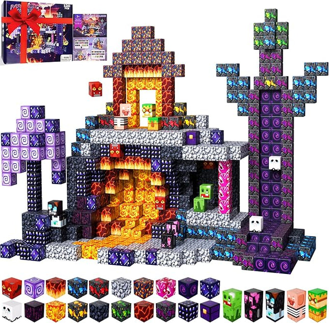 Magnetic Blocks, 120 PCS Magnetic Building Blocks, STEM Constructions Magnet Blocks for Boys Girls Age 3 4 5 6 7 8 9 10, Sensory Stacking Toy Christmas Birthday Gifts for Kids