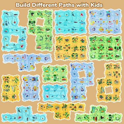 Puzzle Racer Kids Car Track Set, Kids Toys Boys 3-5, Gift for 3 4 5 6 Year Old Boys, Montessori Toys for 3+ Year Old(100Pcs, 4 Themes)