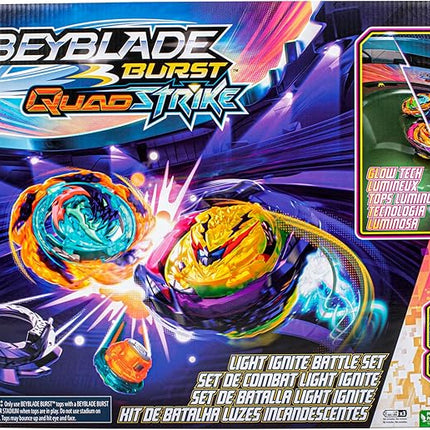 Beyblade Burst QuadStrike Light Ignite Battle Set Stadium, 2 Spinning Tops, and 2 Launchers, Toys for 8 Year Old Boys & Girls & Up (Amazon Exclusive)