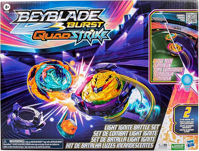 Beyblade Burst QuadStrike Light Ignite Battle Set Stadium, 2 Spinning Tops, and 2 Launchers, Toys for 8 Year Old Boys & Girls & Up (Amazon Exclusive)