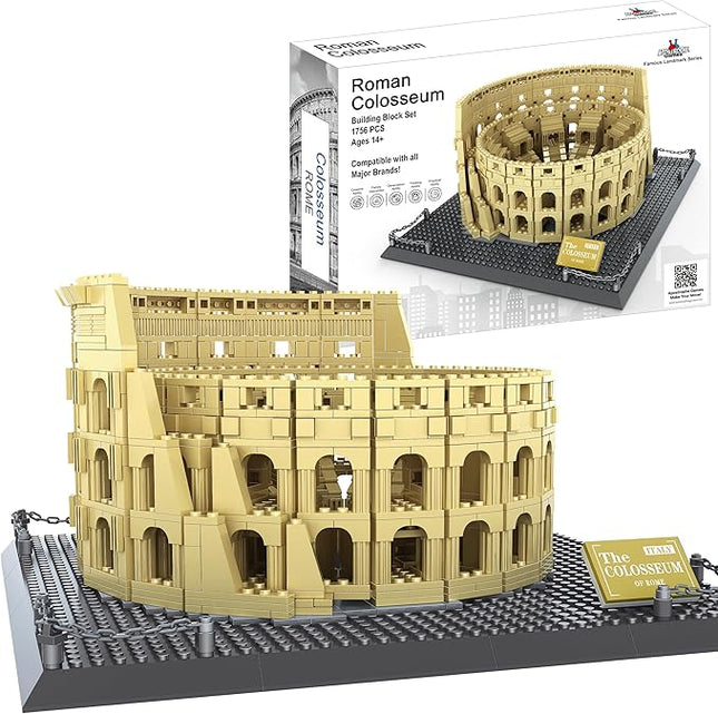 Apostrophe Games Roman Colosseum Building Block Set – 1756-Pieces Colosseum Model Building Blocks for Adults and Kids – Italy’s Colosseum Architecture Kit Famous Landmark Series