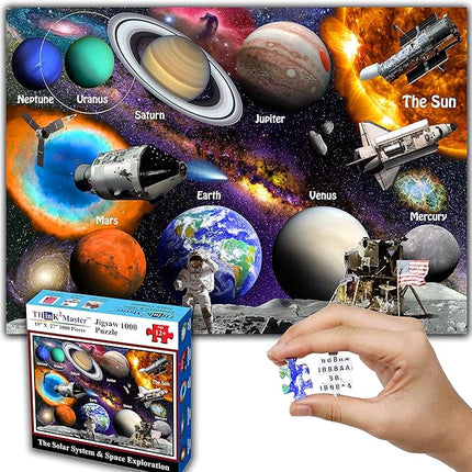 Think2Master Solar System & Space Exploration 1000 Pieces Jigsaw Puzzle for Kids 12+, Teens, Adults & Families. Great Gift for stimulating Learning About Astronomy. Size: 19” X 27”