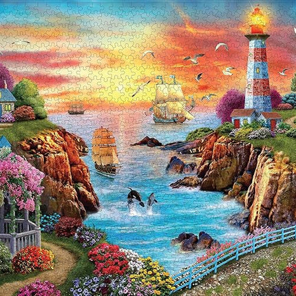 Jigsaw Puzzles 1000 Pieces Puzzles for Adults, Sea Lighthouse Toys, 27x20 Unique Difficult and Challenge Large Puzzle Game Toys Gift…