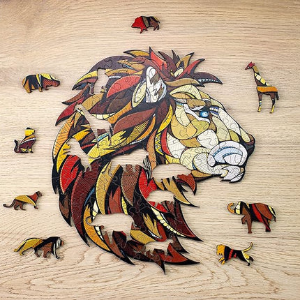 EWA Home Décor – Lion Small 80 Pieces – Wooden Jigsaw Puzzle for Adults – Perfect for Artistic Home Decoration and Mindful Relaxation
