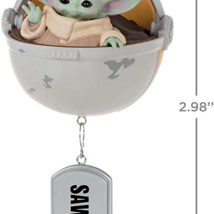 Hallmark Keepsake Personalized Christmas Ornament 2023, Star Wars: The Mandalorian Grogu in Hovering Pram, Gift for Star Wars Fans