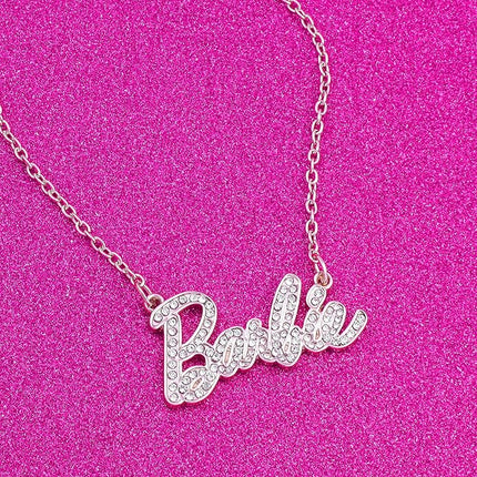 Barbie Crystal Script Logo Necklace