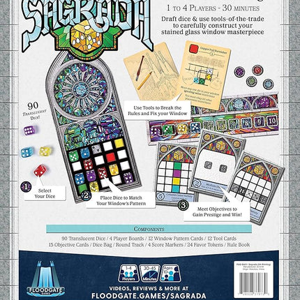 Sagrada Board Game | Family Game for Kids and Adults | Dice Drafting and Placement Strategy Game | Ages 10+ | 1 to 4 Players | by Floodgate Games