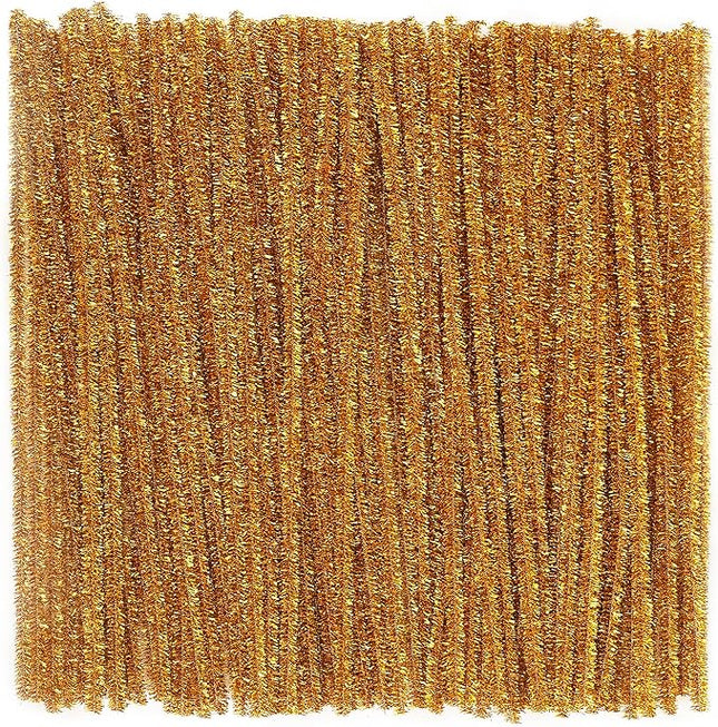 Caydo 200 Pieces Glitter Golden Pipe Cleaners, Thick Fluffy Chenille Stems, Pipe Cleaner Crafts for Arts & Crafts, Perfect for Making Animals, Flowers, and Valentine's Day Decorations