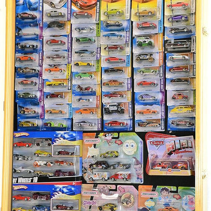 Hot Wheels/Matchbox for Cars in Retail Boxes Display Case Cabinet w/UV Door, Oak