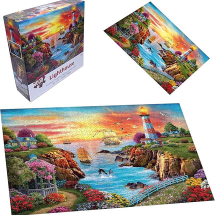 Jigsaw Puzzles 1000 Pieces Puzzles for Adults, Sea Lighthouse Toys, 27x20 Unique Difficult and Challenge Large Puzzle Game Toys Gift…