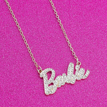 Barbie Crystal Script Logo Necklace
