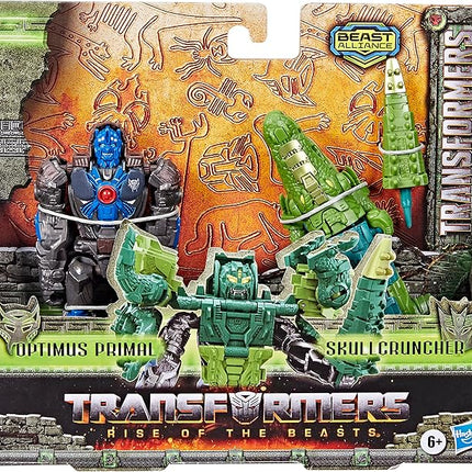 Transformers: Rise of The Beasts Movie, Beast Alliance, Beast Combiners 2-Pack Optimus Primal & Skullcruncher Toys, Ages 6 and Up, 5-inch