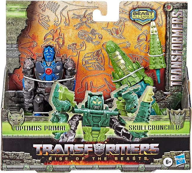 Transformers: Rise of The Beasts Movie, Beast Alliance, Beast Combiners 2-Pack Optimus Primal & Skullcruncher Toys, Ages 6 and Up, 5-inch