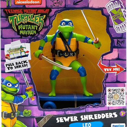 Teenage Mutant Ninja Turtles 5" Sewer Shredders Leonardo Movie Edition, Ages 3+, Pretend Play Toy Figure Playsets, Shred and Battle with TMNT Skate Toy!