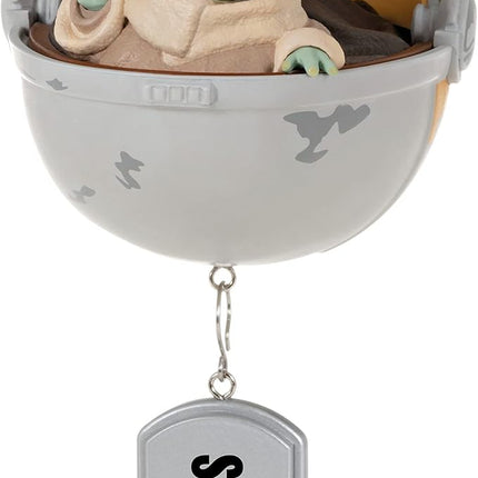 Hallmark Keepsake Personalized Christmas Ornament 2023, Star Wars: The Mandalorian Grogu in Hovering Pram, Gift for Star Wars Fans