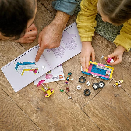 LEGO Friends Ice-Cream Truck Building Toy Pretend Play Gift for Kids Girls Boys Ages 4 and Up, Featuring Toy Van, Andrea & Roxy Mini-Dolls, Toy Dog and Accessories, 41715