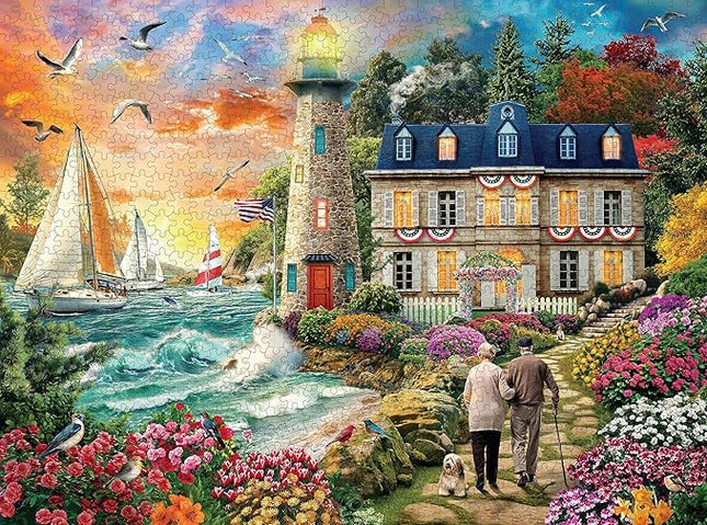 Adult Jigsaw Puzzles 1000 Pieces-Fall Sea Villa Sunset Lighthouse Scenery Puzzle -27" x 20" - Puzzle Pieces are Unique and Match Perfectly…