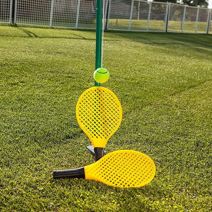 Champion Sports TTGAME Tetherball Tennis: Swingball Outdoor Lawn Game for Kids, Adults, and Families - Backyard Tether Kit with Tennis Ball and Paddle Set