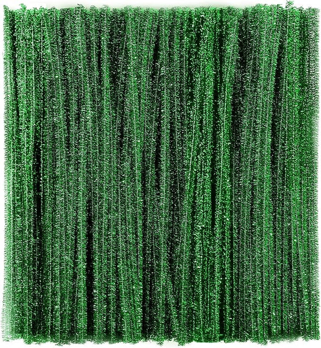 Caydo 200 Pieces Glitter Green Pipe Cleaners,Thick Fluffy Chenille Stems, Pipe Cleaner Crafts for Arts & Crafts, Perfect for Making Animals, Flowers, and St. Patrick's Day Decorations