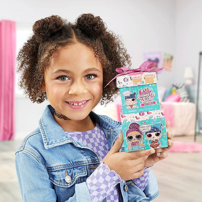 L.O.L. Surprise! Confetti Pop Birthday Sisters- with Collectible Doll, Lil Sister, 10 Surprises, Confetti Surprise unboxing, Accessories, Limited Edition Doll, Present Box Packaging