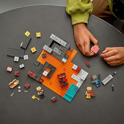 LEGO Minecraft The Nether Bastion Set, 21185 Battle Action Toy with Mob, Piglin Brute & Strider Figures, for Kids, Boys and Girls Age 8 Plus