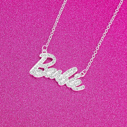 Barbie Crystal Script Logo Necklace