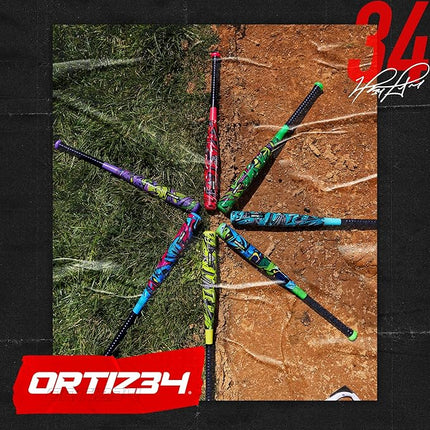 Grand Slam Set- Graffiti Plastic Bat, David Ortiz Backyard Baseball Set with 3 Balls, 4 Throw Down Bases