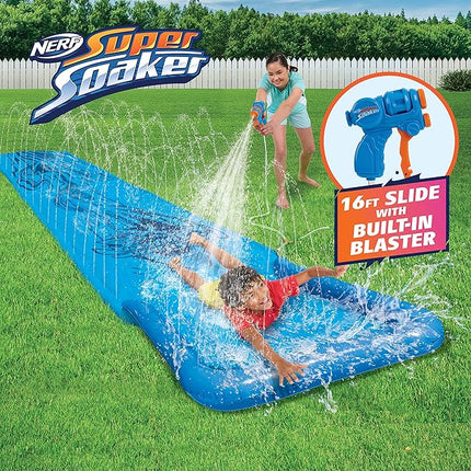 NERF Super Soaker Blast Water Slide – The Ultimate 16 Ft Outdoor Slide for Kids – Includes Extra Water Blaster